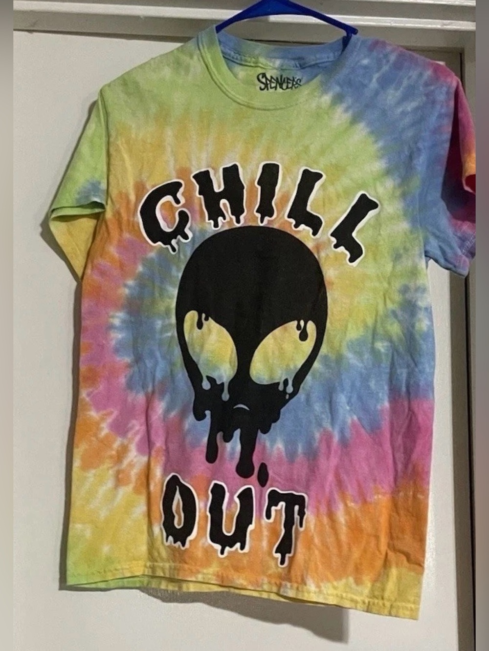 Spencers Womens Tie Dye Colorful Chill Out Print Causal Shirt Small 100%Cotton